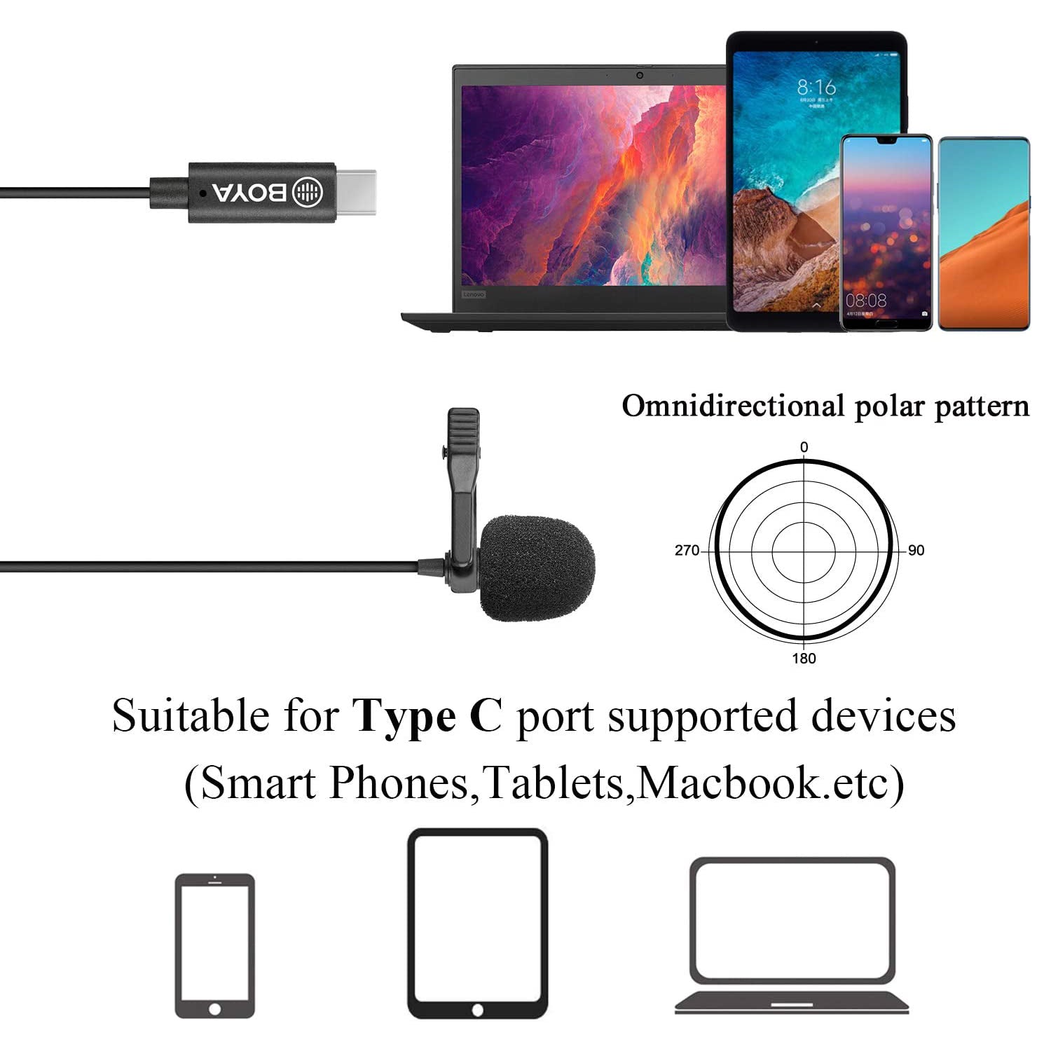 ميكروفون Digital Lavalier Type-C من Boya ميكروفون Digital Lavalier Type-C من Boya